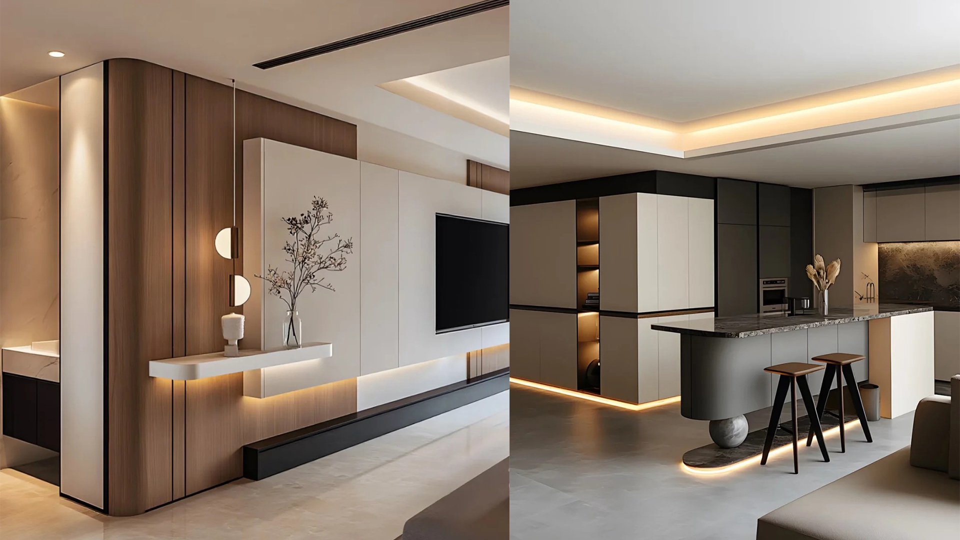 輕奢風設計，大理石金屬與中性色調(diào)營造精致感